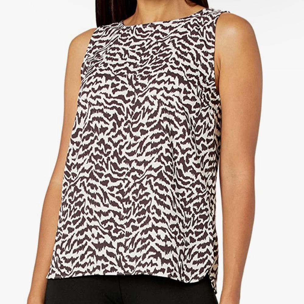 NWOT Lark & Ro Women's Beige/Black Zebra Print Tank Top Size 0